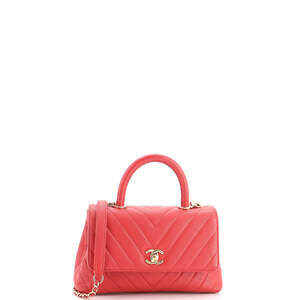 Chanel Mini Coco Top Handle Bag Chevron Caviar